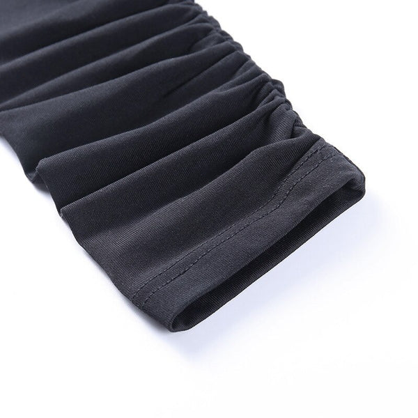 Solid Sports Yoga Set Women Gym Clothes Long Sleeve Pleated Crop Top Skinny Shorts Tracksuit Fashion Fitness Workout New Suit | Vimost Shop.