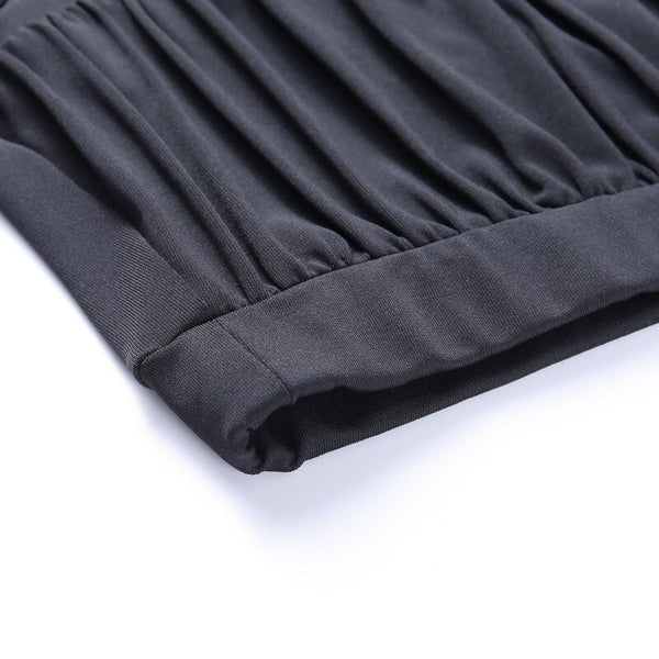 Solid Sports Yoga Set Women Gym Clothes Long Sleeve Pleated Crop Top Skinny Shorts Tracksuit Fashion Fitness Workout New Suit | Vimost Shop.