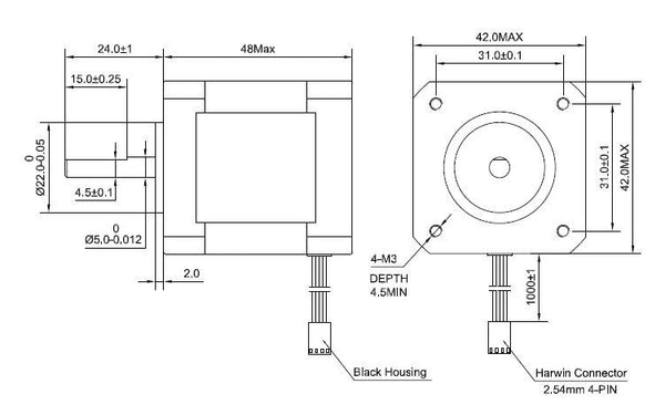 Nema 17 Stepper Motor 48mm 42BYGH Stepping Motor 2A (17HS19-2004S1) Motor 4-lead 1m Cable for 3D Printer CNC XYZ Motor | Vimost Shop.