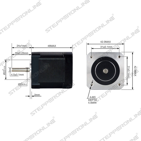 Nema 17 Stepper Motor 48mm 42BYGH Stepping Motor 2A (17HS19-2004S1) Motor 4-lead 1m Cable for 3D Printer CNC XYZ Motor | Vimost Shop.