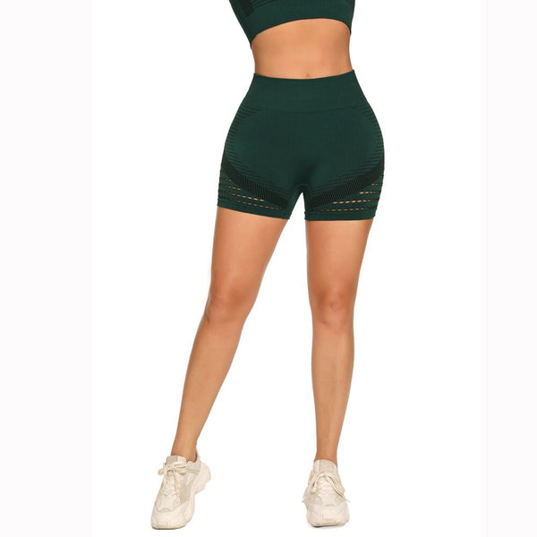 Seamless Hollow Out Fitness Yoga Shorts High Elastics Workout Sports Push Up Gym Running Short Pants For Women Female Clothing | Vimost Shop.