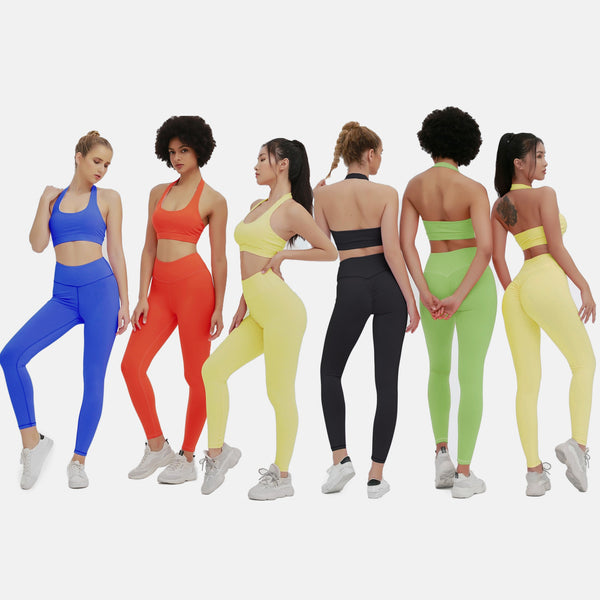 Seamless Yoga Set Women Gym Clothing Halter Tank Crop Top Leggings Tracksuit Push Up Work Out Gym Sportswear Hip Lifting Outfits | Vimost Shop.