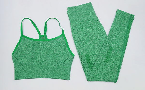 Seamless Yoga Fitness Hollow Out Set Camisole Crop Top High Waist Pants Sportswear Tracksuit Running Sports Gym Workout Clothes | Vimost Shop.