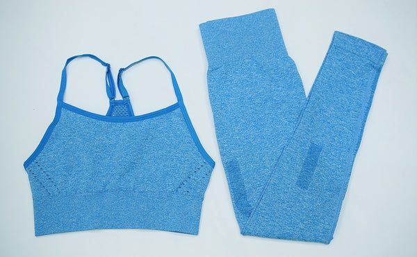 Seamless Yoga Fitness Hollow Out Set Camisole Crop Top High Waist Pants Sportswear Tracksuit Running Sports Gym Workout Clothes | Vimost Shop.