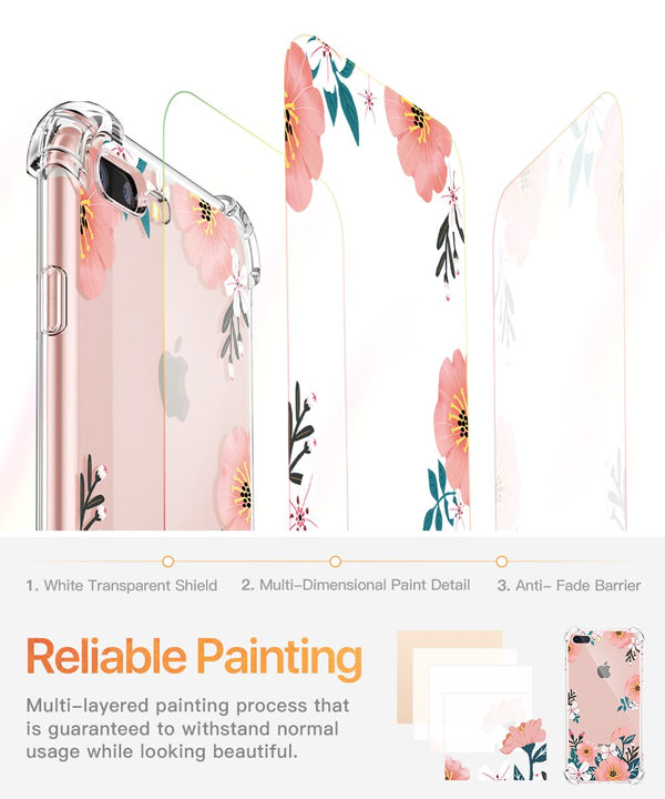 Phone Case For iPhone 7 8 Plus Clear Floral Design TPU imd Ultra Thin Shockproof Protective Cover For iPhone 7 8 Plus | Vimost Shop.