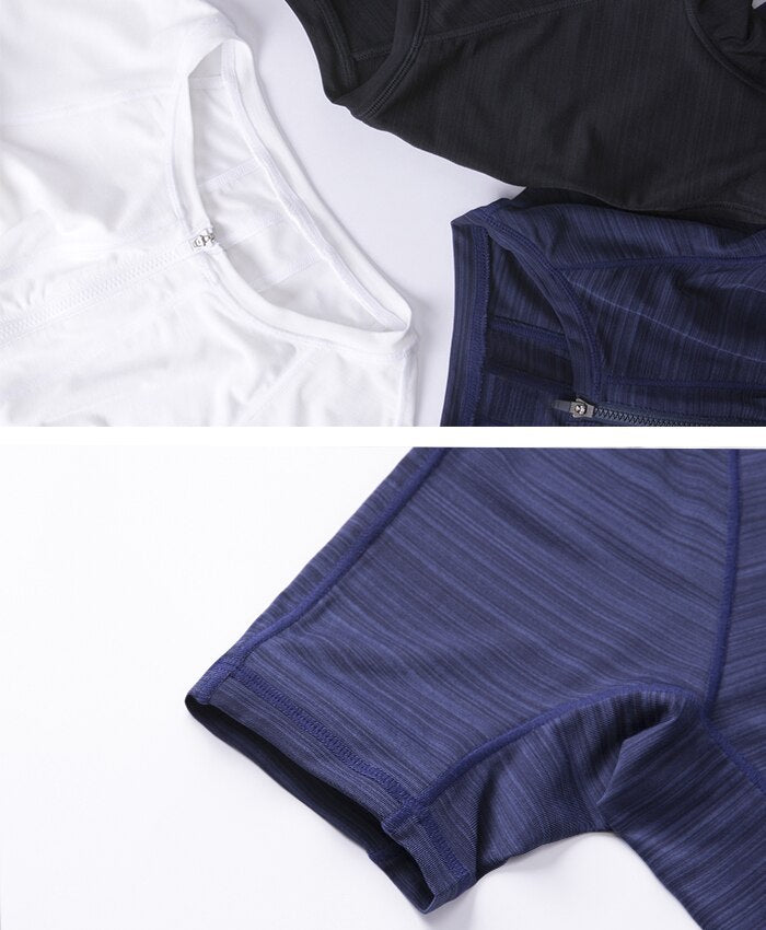 Women's UPF 50+ Zipper Front Rash Guard Swim Shirt Short Sleeves