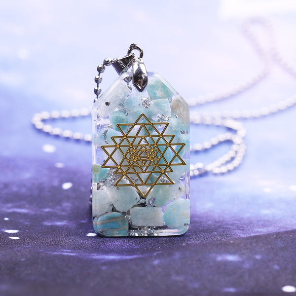 Orgonite Pendant Necklace Amazonite Natural Crystal Energy Chakra Jewelry Emf Protection Healing Orgone | Vimost Shop.