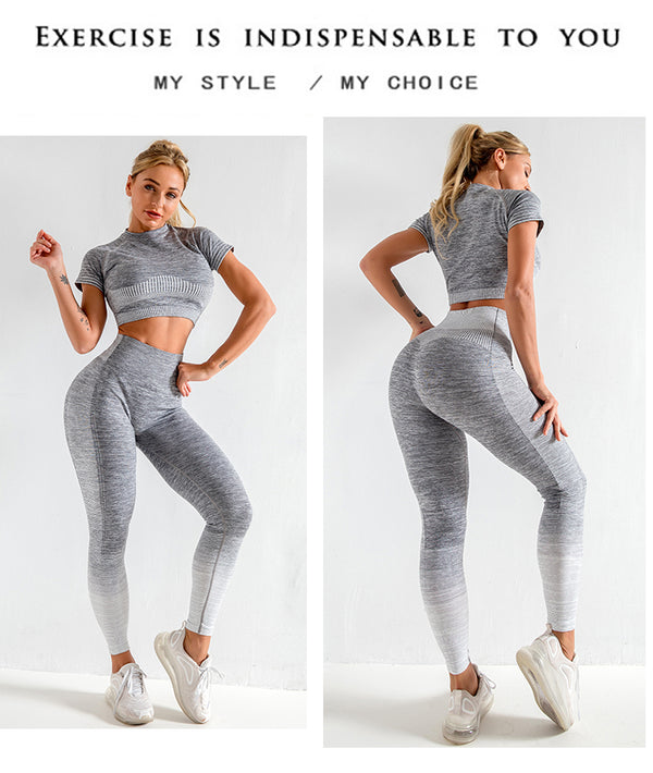 Seamless Gym Yoga Set For Women Fitness Bra Short Shirt Top Leggings Shorts Tracksuit Running Workout Sports Suit Hips Lifting | Vimost Shop.