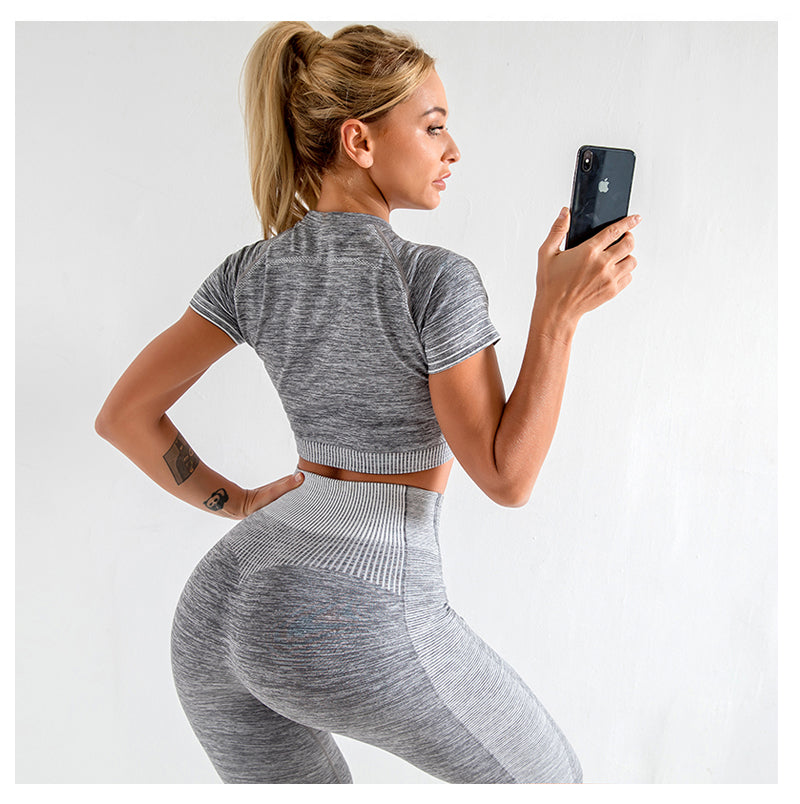 Seamless Gym Yoga Set For Women Fitness Bra Short Shirt Top Leggings Shorts Tracksuit Running Workout Sports Suit Hips Lifting | Vimost Shop.