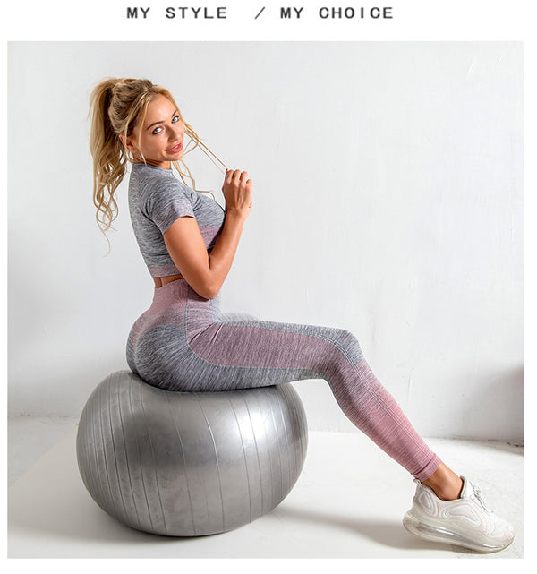 Seamless Gym Yoga Set For Women Fitness Bra Short Shirt Top Leggings Shorts Tracksuit Running Workout Sports Suit Hips Lifting | Vimost Shop.