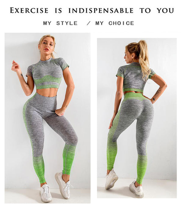 Seamless Gym Yoga Set For Women Fitness Bra Short Shirt Top Leggings Shorts Tracksuit Running Workout Sports Suit Hips Lifting | Vimost Shop.