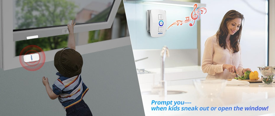 Home Security Welcome Wireless Doorbell Smart Chimes Doorbell Alarm LED light 32 Songs with Waterproof Touch Button | Vimost Shop.