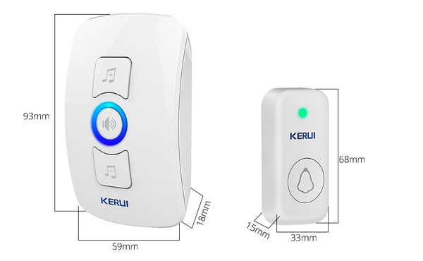 Home Security Welcome Wireless Doorbell Smart Chimes Doorbell Alarm LED light 32 Songs with Waterproof Touch Button | Vimost Shop.