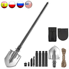 MT14104 Outdoor Titanium Camping Shovels with Steel Bucket Multifunction Folding Shovel Metal Garden Hand Shovels For Hiking