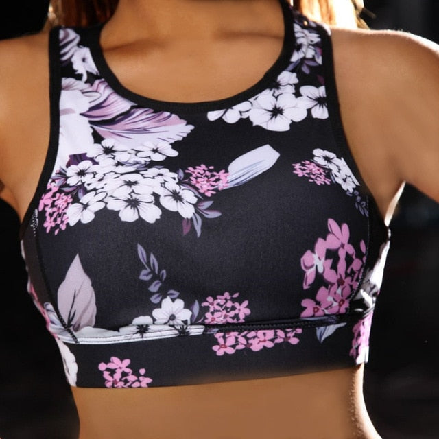 Floral Print Yoga Suit Gym Fitness Two Piece Set Tank Crop Top Leggings Tracksuit Fashion Running Sports Set Casual Outdoor Set | Vimost Shop.