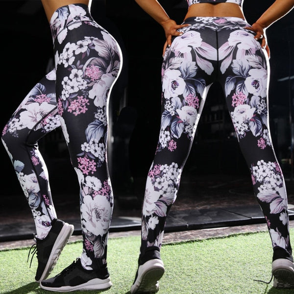 Floral Print Yoga Suit Gym Fitness Two Piece Set Tank Crop Top Leggings Tracksuit Fashion Running Sports Set Casual Outdoor Set | Vimost Shop.