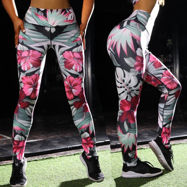 Floral Print Yoga Suit Gym Fitness Two Piece Set Tank Crop Top Leggings Tracksuit Fashion Running Sports Set Casual Outdoor Set | Vimost Shop.