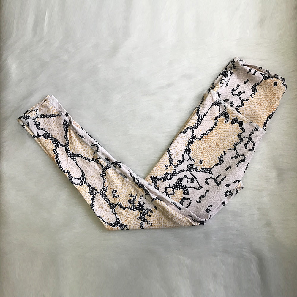 Seamless Snakeskin Print Yoga Set Fitness Gym Tracksuit For Women Tank Crop Top And Leggings Sportswear Running Casual Suit | Vimost Shop.