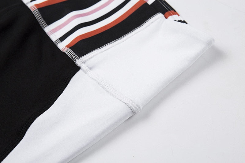 Women Striped Yoga Gym Set Fashion Outdoor Fitness Workout Set Casual Tank Crop Top Leggings Sports Shaping Two Piece Set | Vimost Shop.