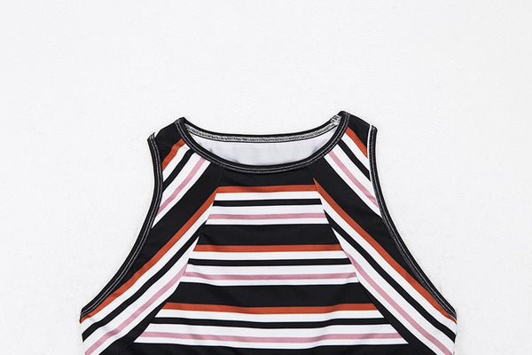 Women Striped Yoga Gym Set Fashion Outdoor Fitness Workout Set Casual Tank Crop Top Leggings Sports  Shaping Two Piece Set | Vimost Shop.