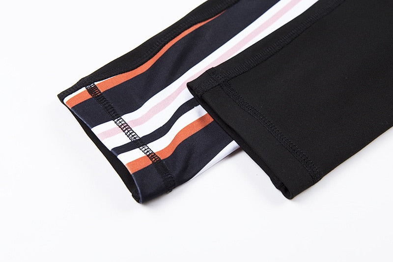 Women Striped Yoga Gym Set Fashion Outdoor Fitness Workout Set Casual Tank Crop Top Leggings Sports Shaping Two Piece Set | Vimost Shop.