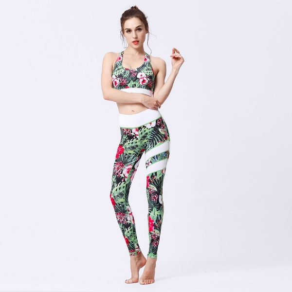 Seamless Print Yoga Set Gym Clothing Tank Crop Top Leggings Suit Push Up Workout Training Jogging Casual High Elastic Tracksuit | Vimost Shop.