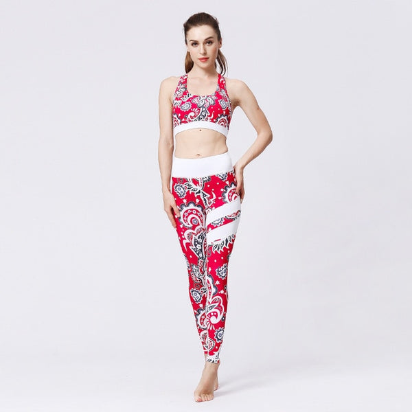 Seamless Print Yoga Set Gym Clothing Tank Crop Top Leggings Suit Push Up Workout Training Jogging Casual High Elastic Tracksuit | Vimost Shop.
