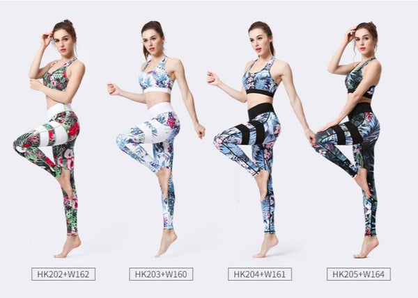 Seamless Print Yoga Set Gym Clothing Tank Crop Top Leggings Suit Push Up Workout Training Jogging Casual High Elastic Tracksuit | Vimost Shop.