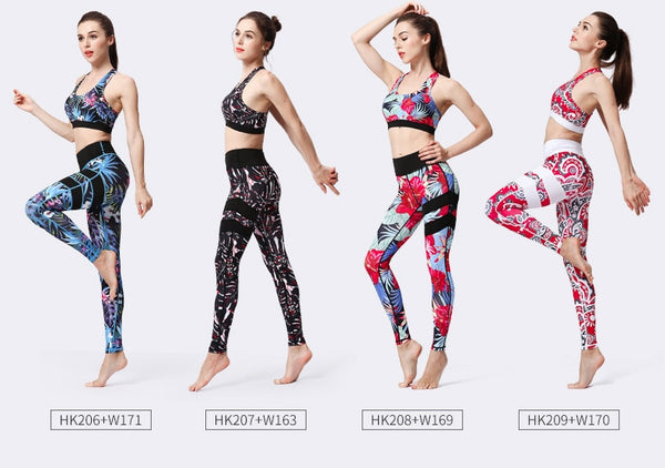 Seamless Print Yoga Set Gym Clothing Tank Crop Top Leggings Suit Push Up Workout Training Jogging Casual High Elastic Tracksuit | Vimost Shop.