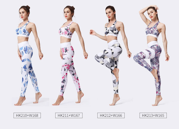 Seamless Print Yoga Set Gym Clothing Tank Crop Top Leggings Suit Push Up Workout Training Jogging Casual High Elastic Tracksuit | Vimost Shop.