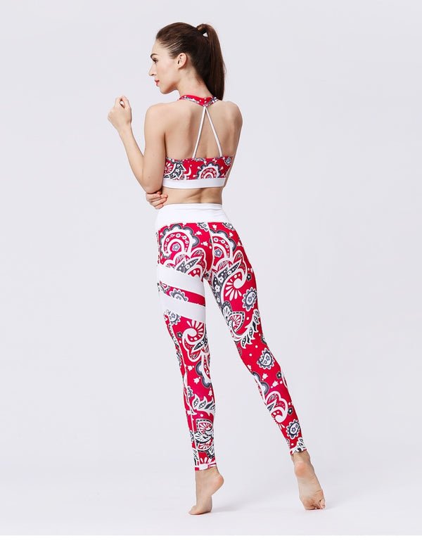 Seamless Print Yoga Set Gym Clothing Tank Crop Top Leggings Suit Push Up Workout Training Jogging Casual High Elastic Tracksuit | Vimost Shop.
