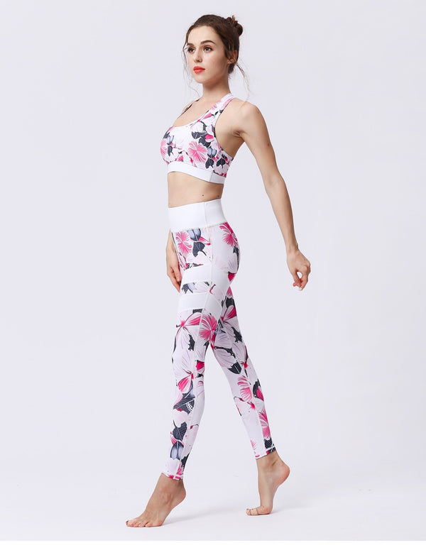Seamless Print Yoga Set Gym Clothing Tank Crop Top Leggings Suit Push Up Workout Training Jogging Casual High Elastic Tracksuit | Vimost Shop.