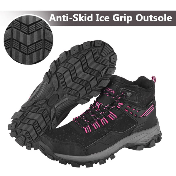 Women Winter Hiking Boots Waterproof Platform Ankle Sports Shoes PU Snow Rubber Sneakers Warm Short Plush Reflective New | Vimost Shop.