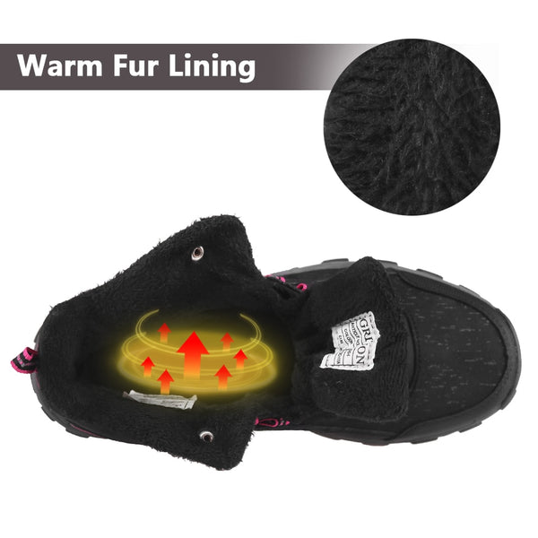 Women Winter Hiking Boots Waterproof Platform Ankle Sports Shoes PU Snow Rubber Sneakers Warm Short Plush Reflective New | Vimost Shop.