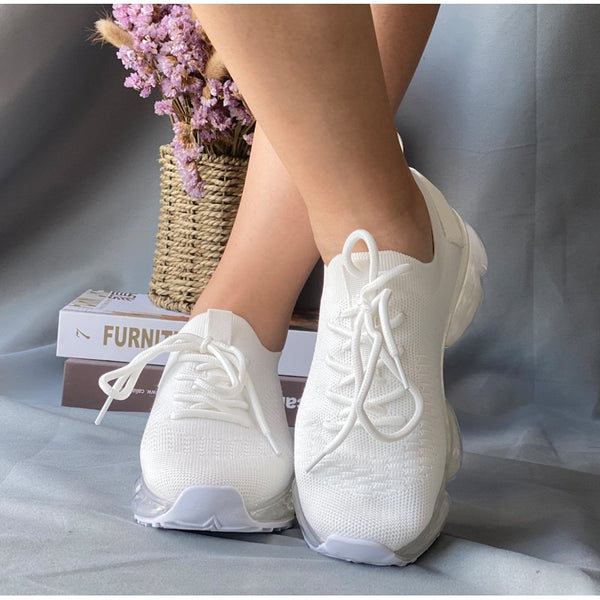 Mesh Air-Cushion Women Sneakers White Women's Sports Shoes Platform Knitted Running Shoes Lightweight Summer Autumn | Vimost Shop.