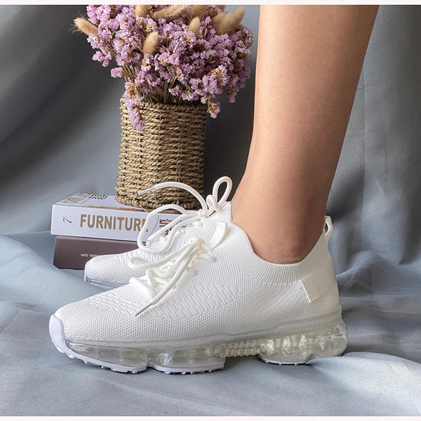 Mesh Air-Cushion Women Sneakers White Women's Sports Shoes Platform Knitted Running Shoes Lightweight Summer Autumn | Vimost Shop.