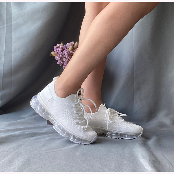 Mesh Air-Cushion Women Sneakers White Women's Sports Shoes Platform Knitted Running Shoes Lightweight Summer Autumn | Vimost Shop.