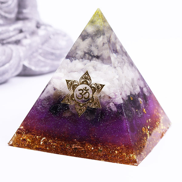 Orgone Amethyst Orgonite Energy Generator Pyramid With Rock Crystal Quartz For Emf Protection Healing Calming Balance | Vimost Shop.