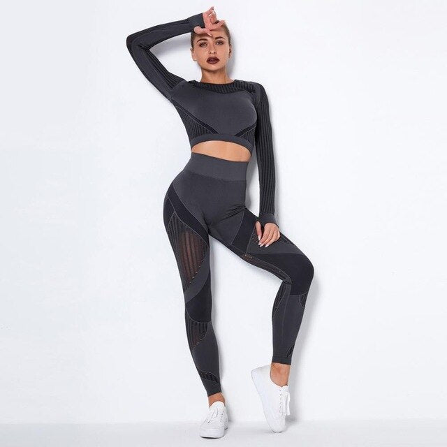 Autumn Seamless Hollow Out Yoga Leggings Work Out Fitness Gym Yoga Pantalones High Elastics High Waist Sports Slim Trousers | Vimost Shop.