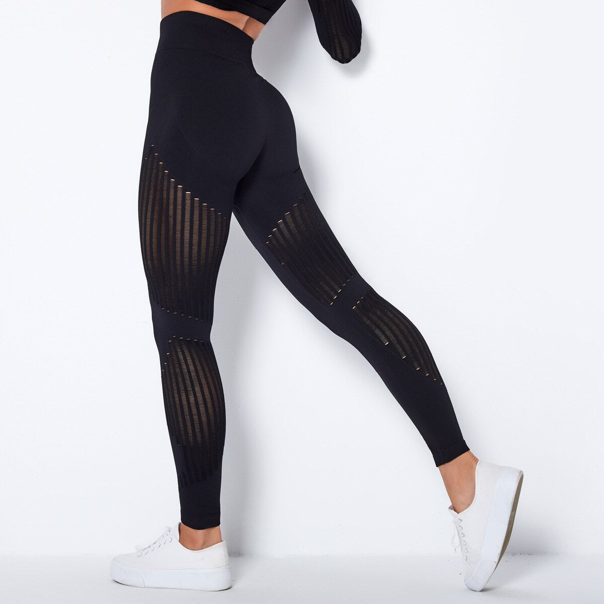 Autumn Seamless Hollow Out Yoga Leggings Work Out Fitness Gym Yoga Pantalones High Elastics High Waist Sports Slim Trousers | Vimost Shop.