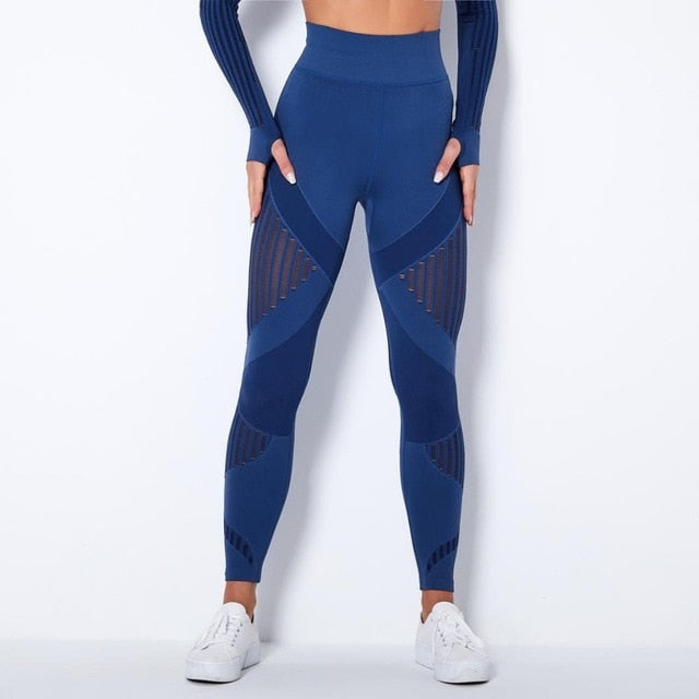 Autumn Seamless Yoga Set Women Gym Clothes Long Sleeve Crop Top Hollow Out Leggings Tracksuit Workout Sports Fitness 2 Piece | Vimost Shop.