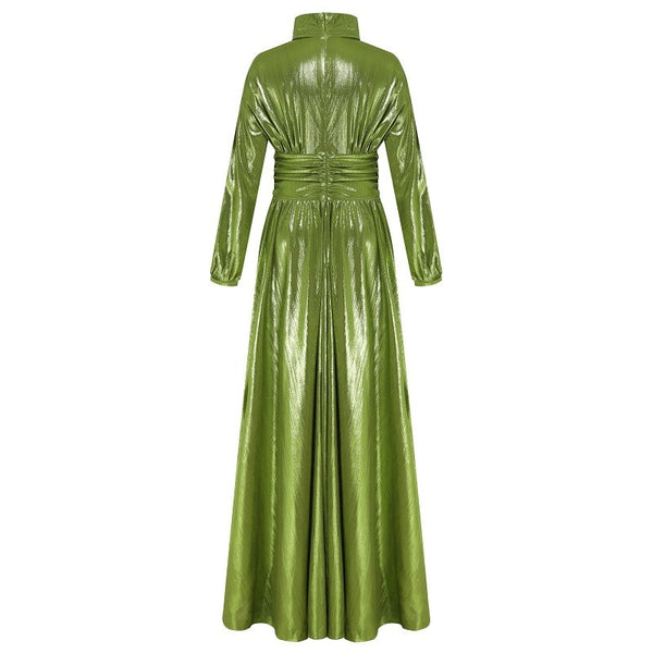 Women's New Autumn Halter Sexy Avocado Green Dress Maxi Party Runway Dress Split Spring Elegant Vestido Green | Vimost Shop.