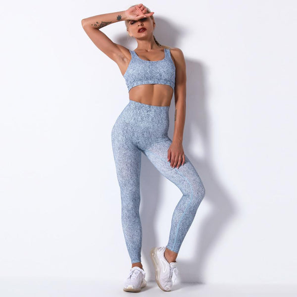 Seamless Print Yoga Set Tracksuit Women Gym Clothes Fitness Bra And Leggings Suit Push Up Workout Training Running New Outfits | Vimost Shop.