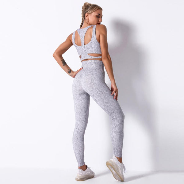 Seamless Print Yoga Set Tracksuit Women Gym Clothes Fitness Bra And Leggings Suit Push Up Workout Training Running New Outfits | Vimost Shop.