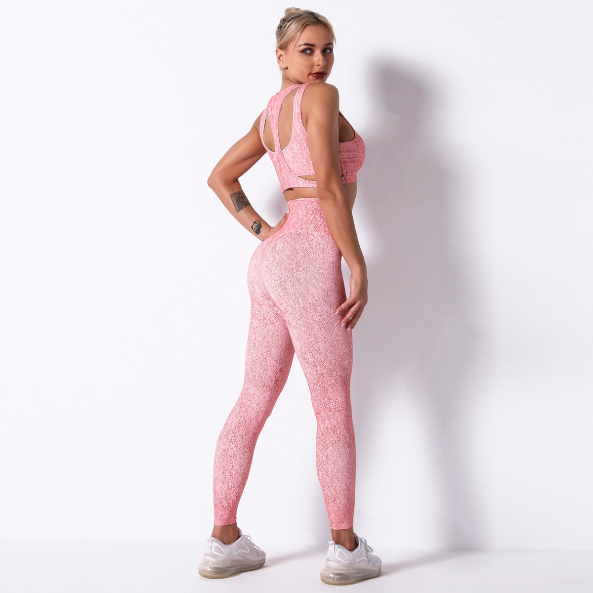 Seamless Print Yoga Set Tracksuit Women Gym Clothes Fitness Bra And Leggings Suit Push Up Workout Training Running New Outfits | Vimost Shop.