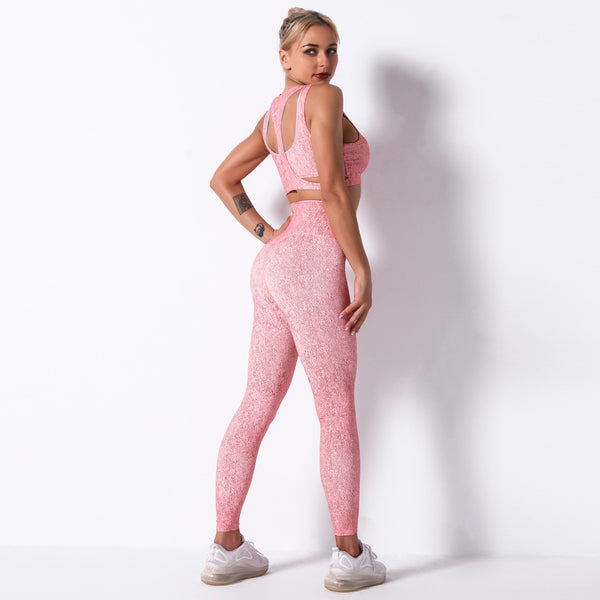 Seamless Print Yoga Set Tracksuit Women Gym Clothes Fitness Bra And Leggings Suit Push Up Workout Training Running New Outfits | Vimost Shop.