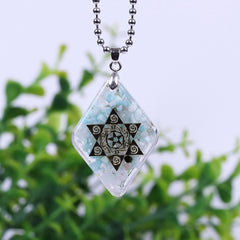 NNatural Amazonite Orgonite Energy Pendant For Women Orgone Necklace Converter Reiki Healing Jewelry
