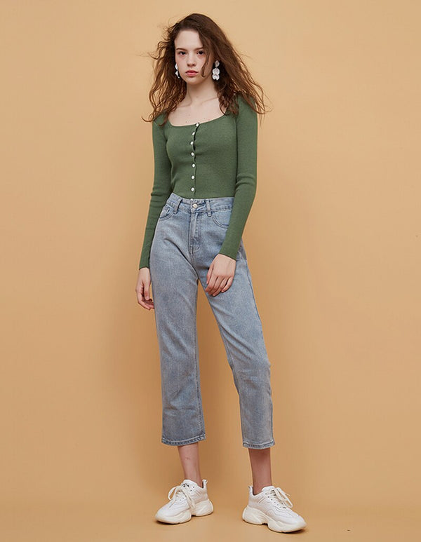 Square Collar Women Green Blouse Shirt Female Elegant  Spring Autumn Sexy Long  Sleeve Tops Ladies Casual Blouses