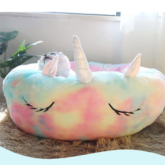 Pet Dog Bed Unicorn Round Cat House Soft Puppy Sofa Non-Slip Durable Sleeping Mat For Cats Small Dog Warm Cushion Pet Products