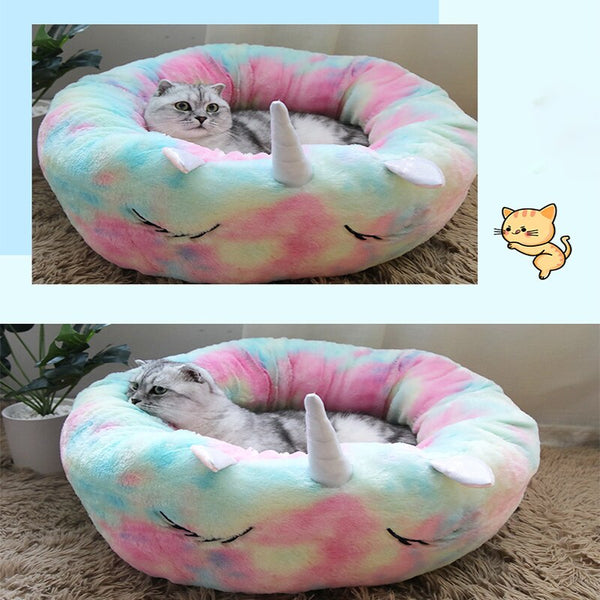Pet Dog Bed Unicorn Round Cat House Soft Puppy Sofa Non-Slip Durable Sleeping Mat For Cats Small Dog Warm Cushion Pet Products | Vimost Shop.